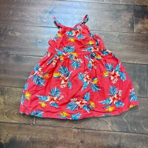 Old Navy Girls 12-18 Months Dress Orange Sleeveless Sun Dress Floral Hawaiian